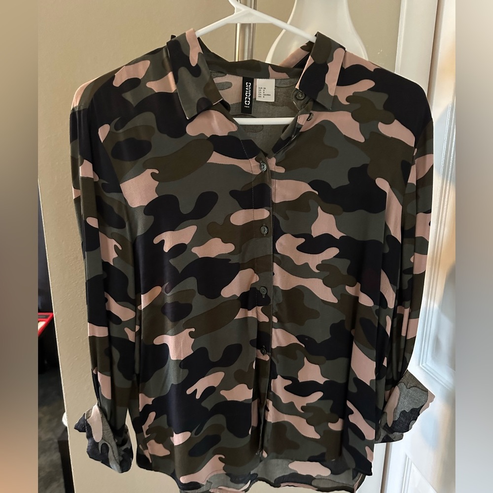 Casual Button down shirt - blouse - army